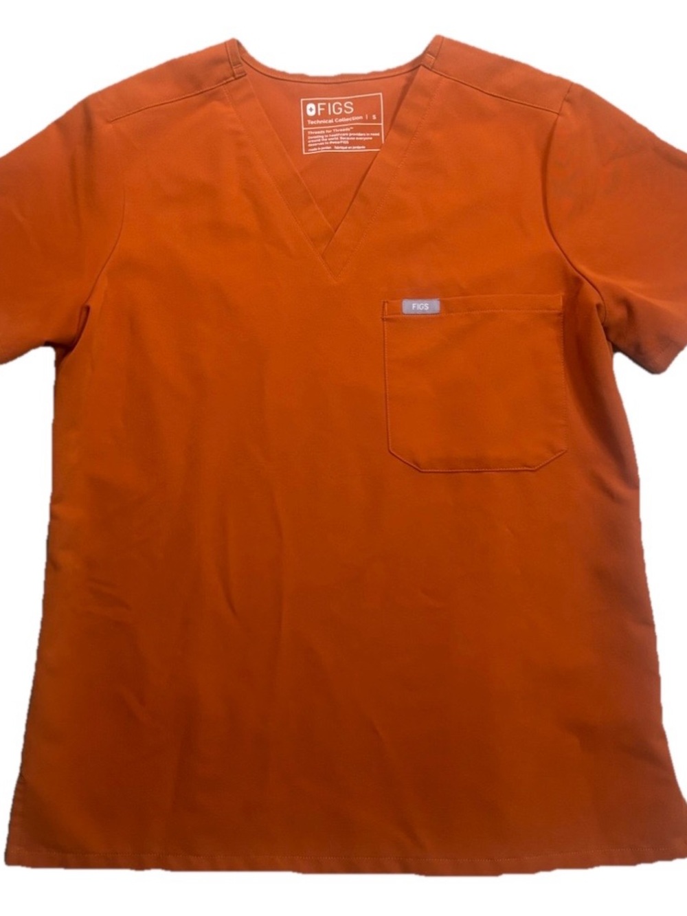 🔥FIGS Catarina Scrub Top Women’s Small Tangerine Orange FIONx Stretch PO 5855